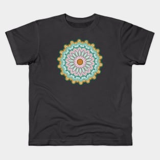 vintage decorative Mandala art Sunflower historical indian repeated pattern Kids T-Shirt
